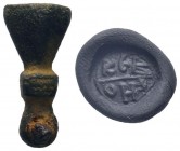 BYZANTINE MATRIX SEAL.Circa 11th-12th century AD.AE Bronze.

Weight : 7.3 gr

Diameter : 23X11 mm
