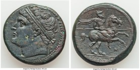 SICILY. Syracuse. Hieron II (ca. 275-215 BC). AE hemilitron (27mm, 18.77gm, 12h). Choice XF, tooled, flan flaws, scuffs. Ca. 240-215 BC. Diademed head...