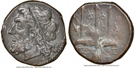 SICILY. Syracuse. Hieron II (ca. 275-215 BC). AE litra (19mm, 10h). NGC XF. Head of Poseidon left, wearing taenia / ΙΕΡΩ-ΝΟΣ/Θ-Φ, trident head, dolphi...
