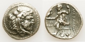 MACEDONIAN KINGDOM. Alexander III the Great (336-323 BC). AR tetradrachm (27mm, 16.73 gm, 1h). VF, die shift, porosity. Posthumous issue of Ake or Tyr...