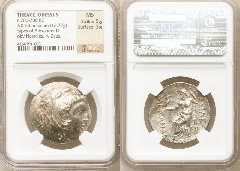 THRACE. Odessus. ca. 280-200 BC. AR tetradrachm (30mm, 16.77 gm, 12h). NGC MS 5/...