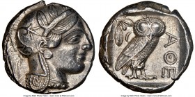 ATTICA. Athens. Ca. 440-404 BC. AR tetradrachm (24mm, 17.14 gm, 10h). NGC AU 5/5 - 3/5. Mid-mass coinage issue. Head of Athena right, wearing crested ...