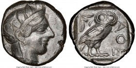 ATTICA. Athens. Ca. 440-404 BC. AR tetradrachm (23mm, 17.18 gm, 4h). NGC Choice XF 5/5 - 3/5. Mid-mass coinage issue. Head of Athena right, wearing cr...