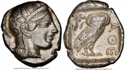 ATTICA. Athens. Ca. 440-404 BC. AR tetradrachm (25mm, 17.19 gm, 7h). NGC Choice XF 5/5 - 3/5. Mid-mass coinage issue. Head of Athena right, wearing cr...