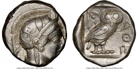 ATTICA. Athens. Ca. 440-404 BC. AR tetradrachm (22mm, 17.15 gm, 7h). NGC Choice XF 2/5 - 4/5. Mid-mass coinage issue. Head of Athena right, wearing cr...