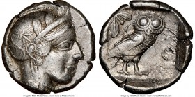 ATTICA. Athens. Ca. 440-404 BC. AR tetradrachm (24mm, 17.17 gm, 9h). NGC XF 4/5 - 3/5. Mid-mass coinage issue. Head of Athena right, wearing crested A...