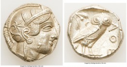 ATTICA. Athens. Ca. 440-404 BC. AR tetradrachm (25mm, 17.00 gm, 8h). AU. Mid-mass coinage issue. Head of Athena right, wearing crested Attic helmet or...