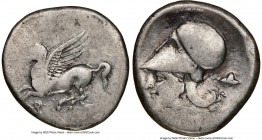 CORINTHIA. Corinth. 4th century BC. AR stater (22mm, 8h). NGC VF, brushed. Ca. 345-300 BC. Pegasus flying left; Ϙ below / Head of Athena left, wearing...