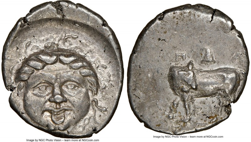 MYSIA. Parium. Ca. 4th century BC. AR hemidrachm (15mm, 11h). NGC AU. Head of Go...
