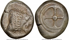 CARIA. Uncertain mint. Ca. early 5th century BC. AR stater (20mm, 10.71 gm). NGC Choice VF 3/5 - 3/5, marks. Persic Standard, (Mylasa?) Forepart of ro...