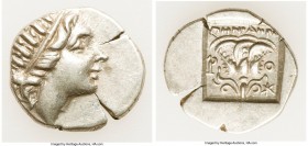 CARIAN ISLANDS. Rhodes. Ca. 88-84 BC. AR drachm (16mm, 2.77 gm, 11h). XF. 'Plinthophoric' coinage, Menodorus, magistrate. Radiate head of Helios right...