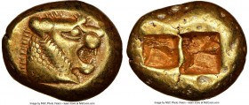 LYDIAN KINGDOM. Alyattes or Walwet (ca. 610-546 BC). EL third-stater or trite (13mm, 4.70 gm). NGC Choice VF 5/5 - 4/5, countermark. Uninscribed, Lydo...