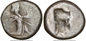 ACHAEMENID PERSIA. Darius I-Xerxes II (ca. 5th century BC). AR siglos (16mm). NGC VF, scratches. Ca. 485-480 BC. Persian king or hero, wearing cidaris...
