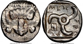 LYCIAN DYNASTS. Mithrapata (ca. 390-360 BC). AR sixth-stater (13mm, 1.35 gm,12h). NGC MS 5/5 - 5/5. Uncertain mint. Lion scalp facing / MEΘP-AΠA-TA, t...
