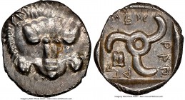 LYCIAN DYNASTS. Mithrapata (ca. 390-360 BC). AR sixth-stater (12mm, 1.31 gm, 5h). NGC MS 4/5 - 5/5. Uncertain mint. Lion scalp facing / MEΘP-AΠA-TA, t...