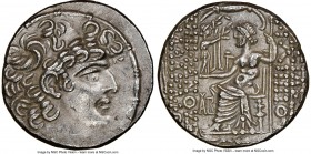 SELEUCID KINGDOM. Philip I Philadelphus (ca. 95/4-76/5 BC). Aulus Gabinius, as Proconsul (57-55 BC) AR tetradrachm (26mm, 1h). NGC AU, brushed, flan f...
