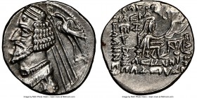 PARTHIAN KINGDOM. Phraates IV (ca. 38-2 BC). AR drachm (19mm, 12h). NGC AU, brushed, scratches. Mithradatkart. Diademed and draped bust left, wart on ...