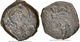 JUDAEA. Hasmoneans. Alexander Jannaeus (103-76 BC). AE prutah (15mm). NGC Choice VF, overstruck. Jerusalem. Yehonatan the High Priest and the Council ...