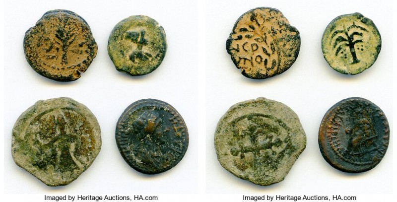 ANCIENT LOTS. Judaea. AD 1st century. Lot of four (4) AE prutahs. Fine. Includes...