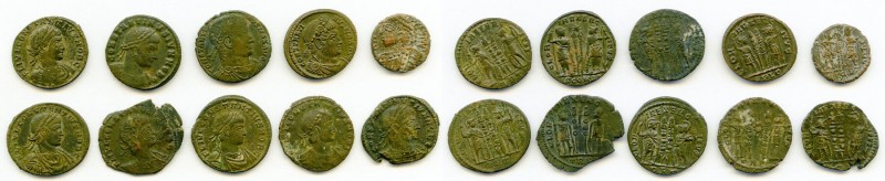 ANCIENT LOTS. Roman Imperial. AD 4th century. Lot of ten (10) AE3 or BI nummi. C...