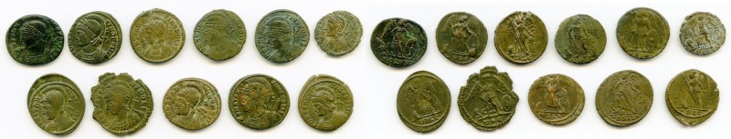 ANCIENT LOTS. Roman Imperial. AD 4th century. Lot of eleven (11) AE3 or BI nummi...