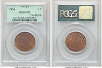 Edward VII Cent 1904 MS64 Red and Brown PCGS, London mint, KM8. Scant traces of original mint red populate the outer registers of this lovely represen...