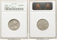 George V 5 Cents 1926 VF20 ANACS, KM29. Far 6 variety. A scarce and sought-after variety of this already low-mintage issue.

HID09801242017

© 202...
