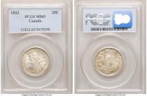 George V 25 Cents 1933 MS63 PCGS, Royal Canadian mint, KM24a. 

HID09801242017

© 2020 Heritage Auctions | All Rights Reserved