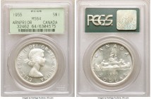 Elizabeth II "Arnprior" Dollar 1955 MS64 PCGS, Royal Canadian mint, KM54. Arnprior with 1-1/2 water lines and die break.

HID09801242017

© 2020 H...