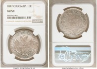 Nueva Granada 10 Reales 1847 AU58 NGC, KM107. Radiant luster beneath a pastel plum and argent tone. 

HID09801242017

© 2020 Heritage Auctions | A...