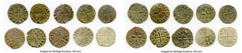 Principality of Antioch 10-Piece Lot of Uncertified Bohemond Era "Helmet" Denier...