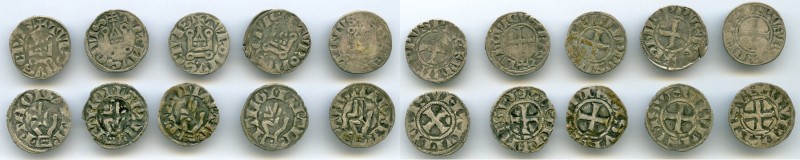 10-Piece Lot of Uncertified Assorted Deniers ND (12th-13th Century) VF, Includes...