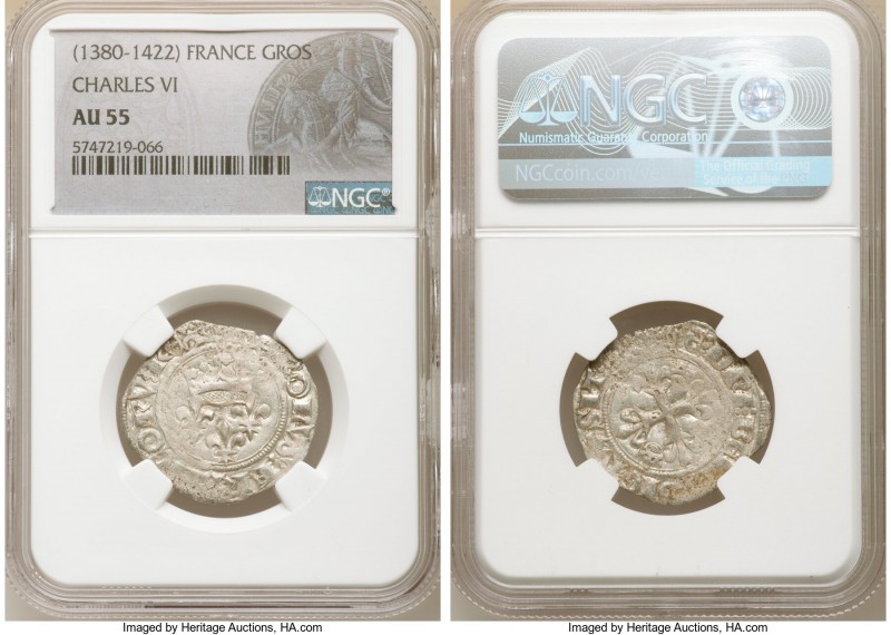 Charles VI Gros Nd (1380-1422) AU55 NGC, Dup-387. 26mm. 

HID09801242017

© ...