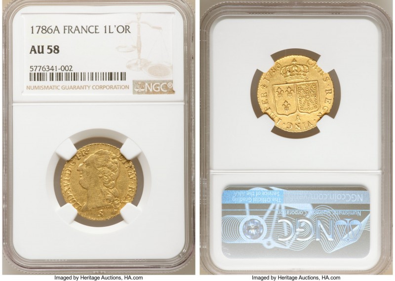 Louis XVI gold Louis d'Or 1786-A AU58 NGC, Paris mint, KM591.1, Fr-475.

HID09...