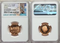 British Colony. Elizabeth II gold Proof "Legend of St. George - Reward" Sovereign 2018 PR70 Ultra Cameo NGC, KM-Unl. First Release certification. Rose...