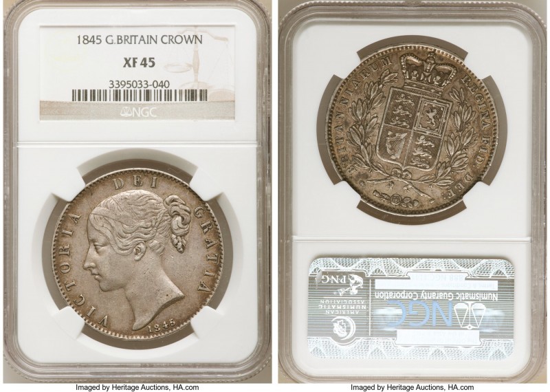 Victoria Crown 1845 XF45 NGC, KM741, S-3882. Young head coinage. 

HID09801242...