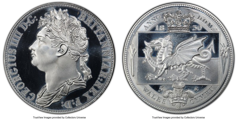 George IV tin INA Retro Fantasy Issue "Wales" Crown 1830-Dated (2007) MS67 PCGS,...