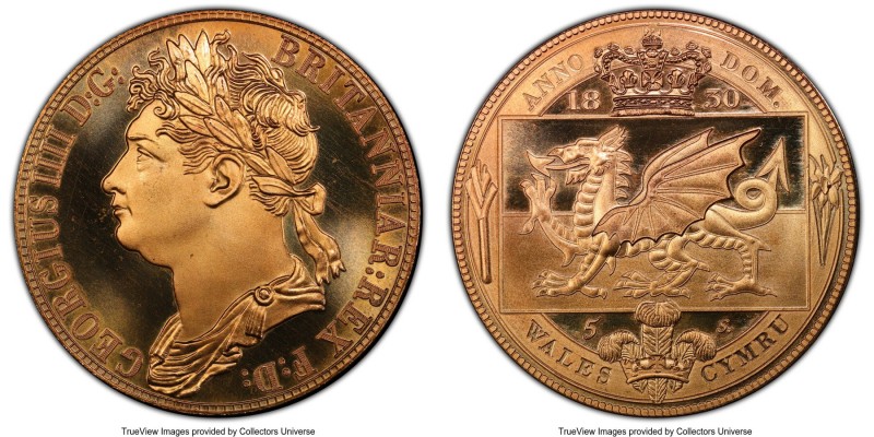 George IV brass INA Retro Fantasy Issue "Wales" Crown 1830-Dated MS66 PCGS, KM-X...