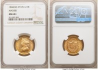 Isabel II gold 10 Escudos 1868(68) MS63+ NGC, Madrid mint, KM636.1. An attractively style specimen imbued with full mint brilliance and heavy eye appe...
