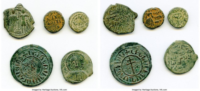 5-Piece Lot of Uncertified Unattributed Medieval Coppers Research lot of (4) Isl...