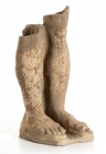 PARTE INFERIORE DI GRANDE STATUA VOTIVA
 IV - II secolo a.C.; alt. cm 48,9; base cm 23,5 x 26,5; Perfetta resa anatomica dei piedi. Poche crepe passa...