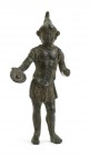 ECCEZIONALE BRONZETTO SUL TIPO DEL MARTE DI TODI
 IV - III secolo a.C.; alt. cm 14,4; Bellissimo bronzetto raffigurante un guerriero italico nelle ve...
