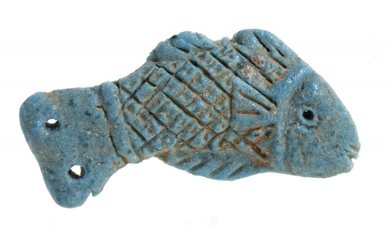 PESCE EGIZIANO IN FAIENCE
 Dal periodo Tardo al periodo Tolemaico; lungh. cm 5;...