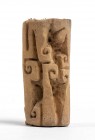 PINTADERAS CILINDRICA
 Cultura Tumaco - La Tolita, IV secolo a.C. - IV secolo d.C.; alt. cm 5; Caratterizzata da un elaborato disegno e usata come st...