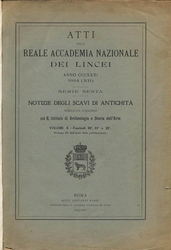 A.A.V.V. - Atti della Reale Accademia dei Lincei. Vol. X, fasc. 10,11,12. Roma, ...