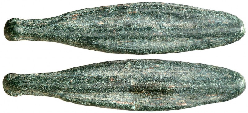 (550-500 a.C.). Tracia. Apolonia Póntica. Moneda de bronce en forma de punta de ...