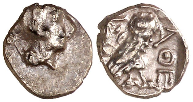 (400/390-294 a.C.). Ática. Atenas. Hemióbolo. (S. falta) (CNG. IV, 1682). 0,46 g...