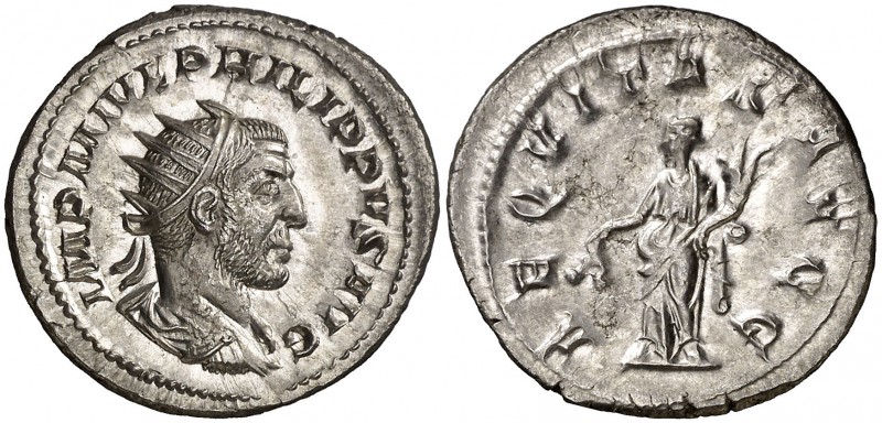 (245-247 d.C.). Filipo I. Antoniniano. (Spink 8918) (S. 9) (RIC. 27b). Bella. 4,...