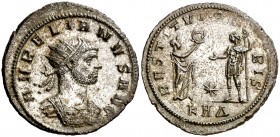 (274-275 d.C.). Aureliano. Antoniniano. (Spink 11592 var) (Co. 198) (RIC. 290). Conserva parte del plateado original. 4,09 g. EBC-.