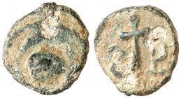 Ispali (Sevilla). Pentanumion. (Cru.V. grupo B, tipo 20, nº 105, mismo ejemplar). Única conocida. 1,53 g. BC+.